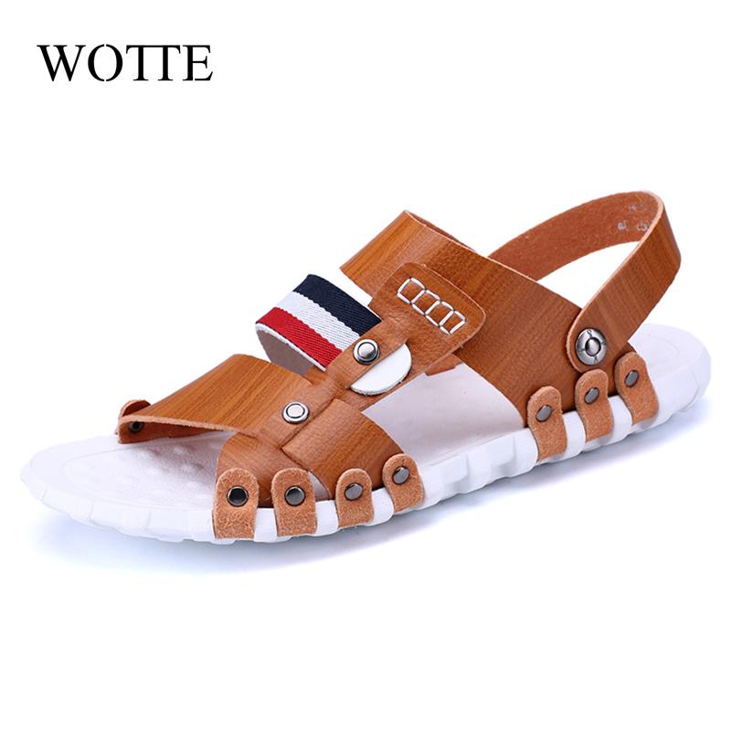 Buy Men'S Sandals Pu Leather Men Summer Shoes Leisure Slippers Flip