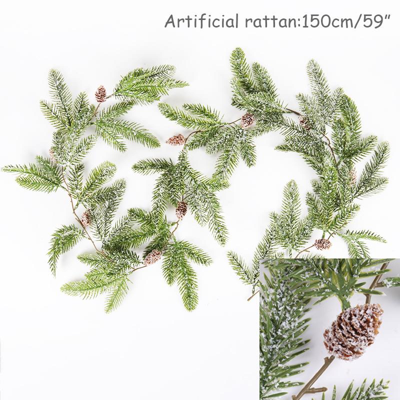 Artificial Christmas Garland Wreaths Pine Needles Berry Cone Rattan Home Party Decoration Hanging Ornament Fireplace Wall Decor