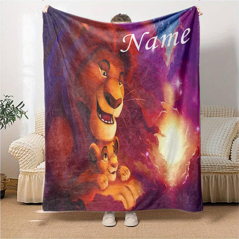 Custom Name Lion Adventure Party Blanket For Couch Bed Plush Cozy Fuzzy Blanket Super Soft Warm Blankets For Fall And Winter 0916268