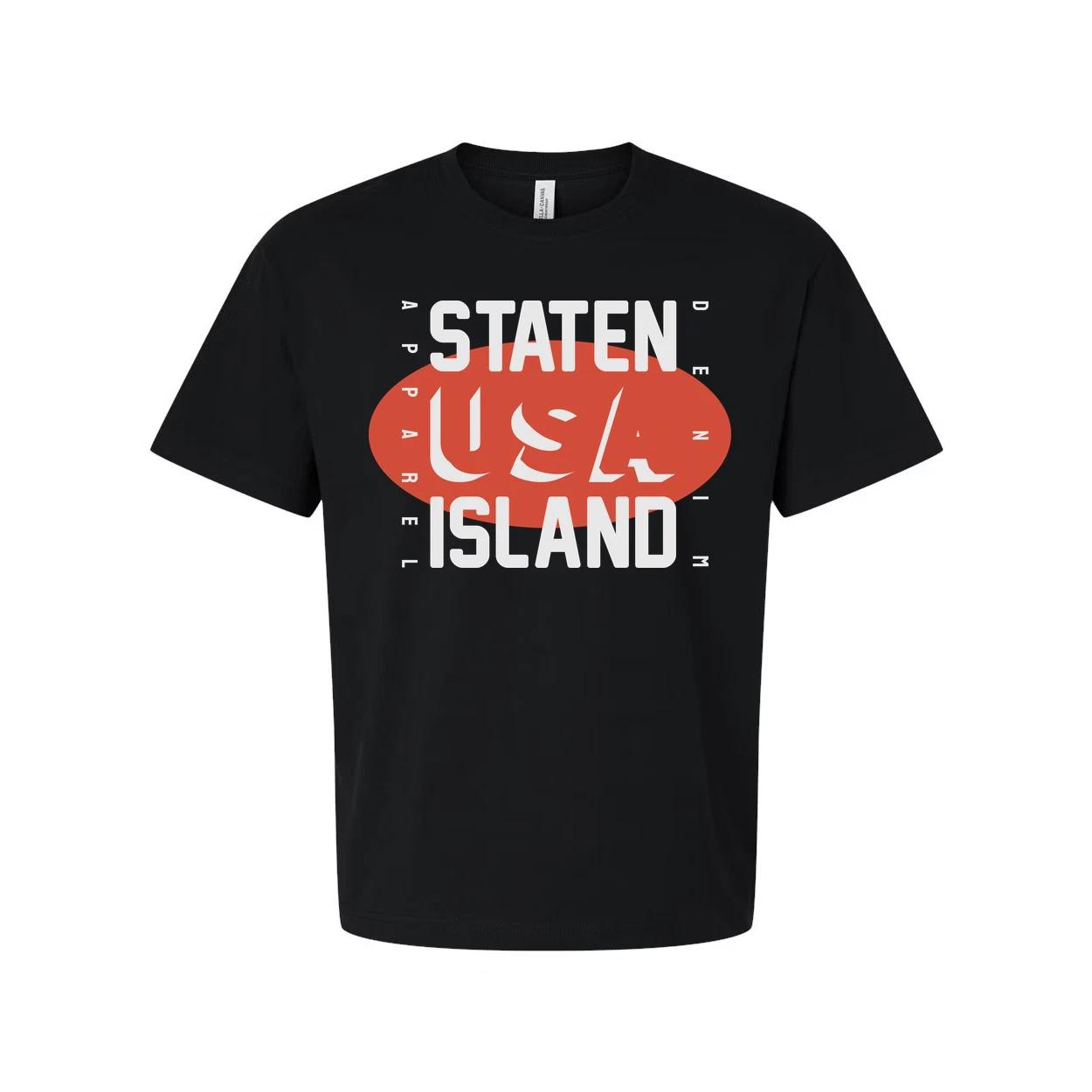 Staten Island USA Graphic Unisex T Shirt With Orange Oval Logo For City Pride Ur 2XL