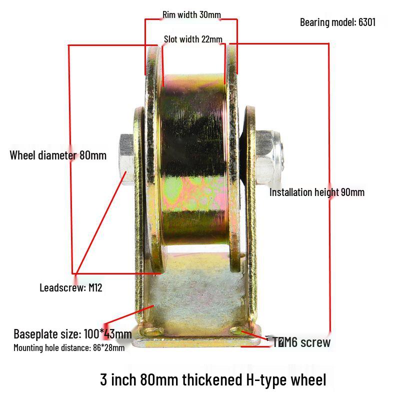V, U, and H-Type Track Pulleys: Sliding Door V-Groove Wheels with Bracket