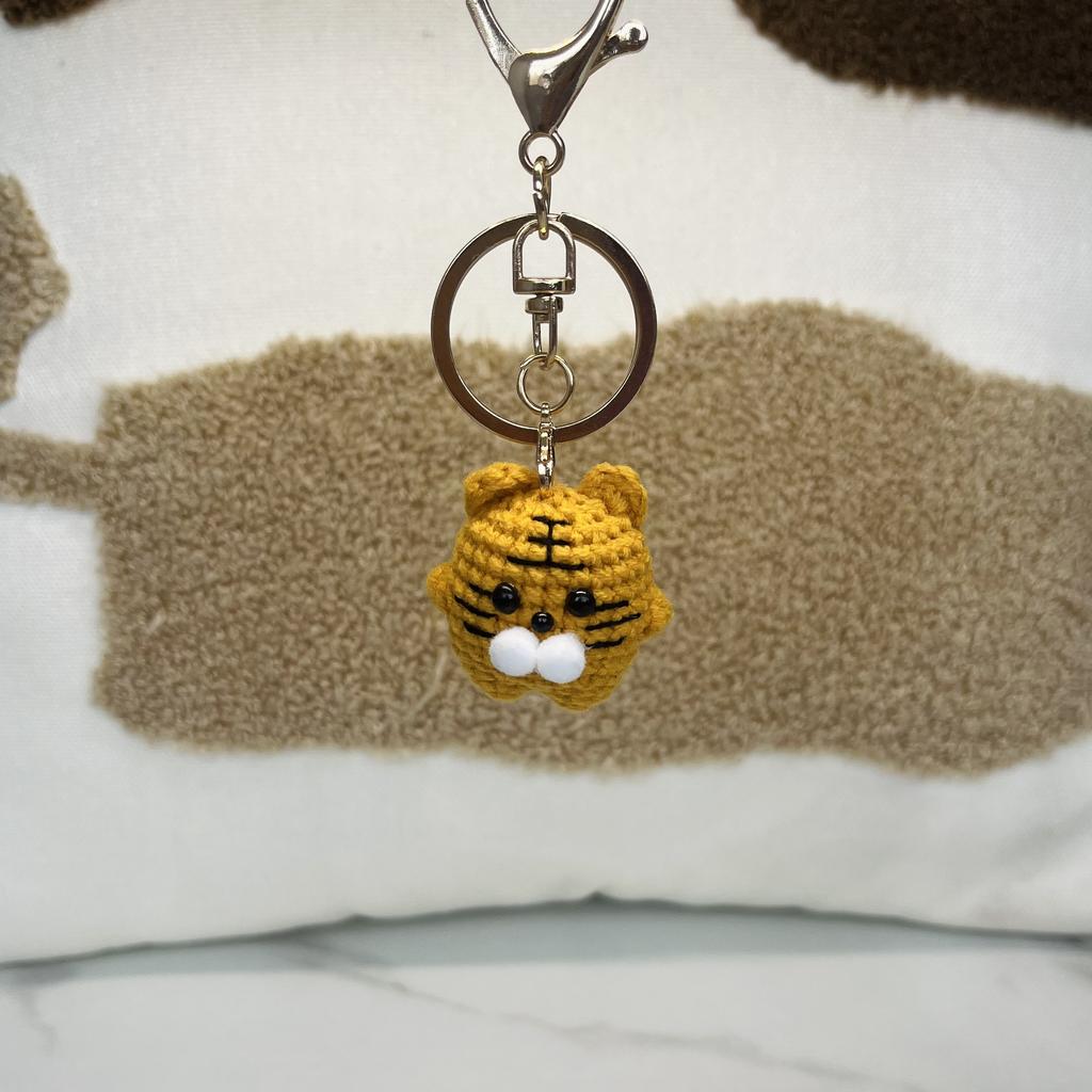 Mini Bear Cat Elephant Crochet Animal Doll Keychain For Car Keys Accessories Cartoon Penguin Doll Keyrings Knitted Accessories