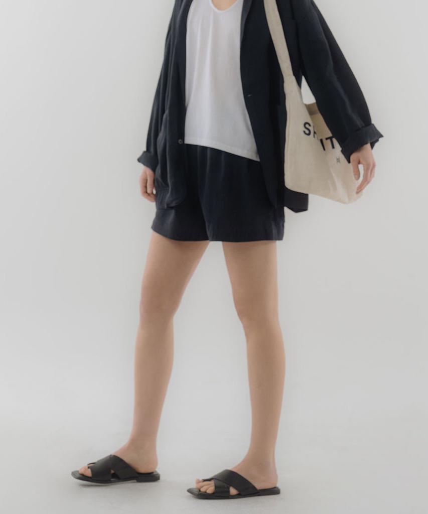 HASUO Linen Lounge Shorts_Navy