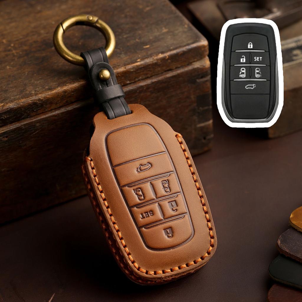 Leather Car Key Cover Case for TOYOTA Sienna RAV4 VENZA Mirai Hybrid Vehicles Alphard PREVIA Voxy Keyless Go Remote Keychain Set