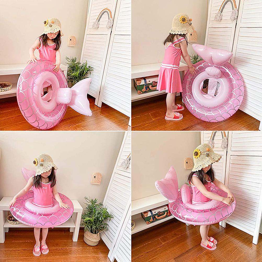 Inflatable Baby Swimming Ring with Seat Pink 63x47cm