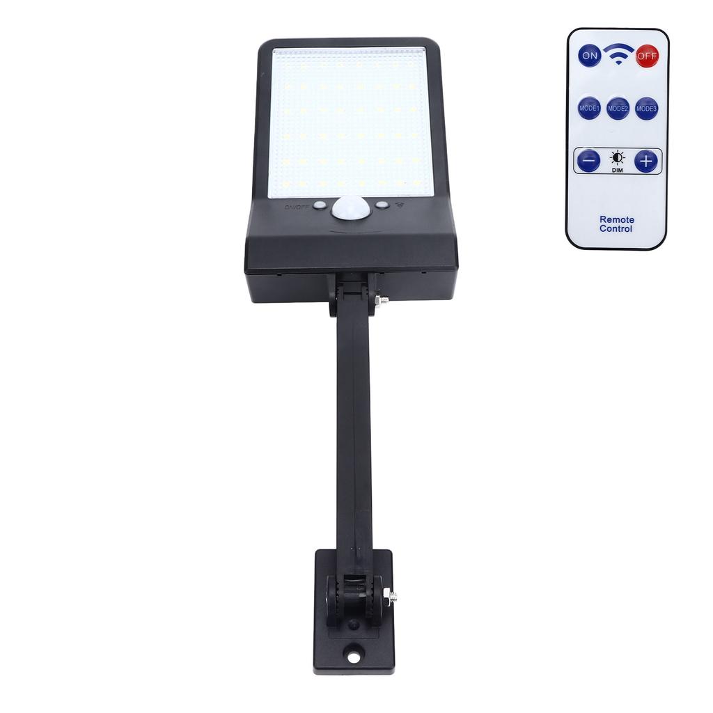 Outdoor Wall Solar Light 48 LEDs Security Motion Sensor Lamp for Garage Fence Patio Porch YardBlack