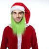 Pánská zelená čepice Santa s vousy a chlupaté rukavice pro dospělé Vánoční Cosplay Kostýmní doplňky