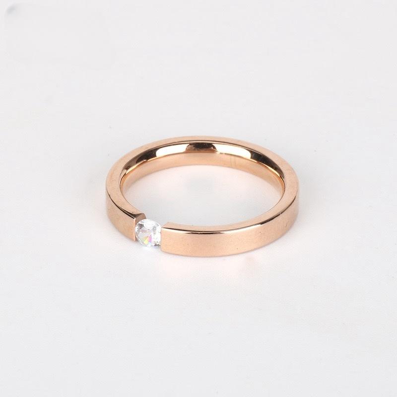 Edelstahl Gold/Kupferfarbe 4 mm Zirkonia Fingerringe für Männer Frauen Größe 5-10# Ehering Verlobung Schmuck Geschenke 9 beige