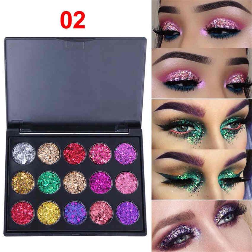 15 Colors Sequins Eyeshadow Palette High Gloss Shimmer Eye Shadow Waterproof Cosmetic