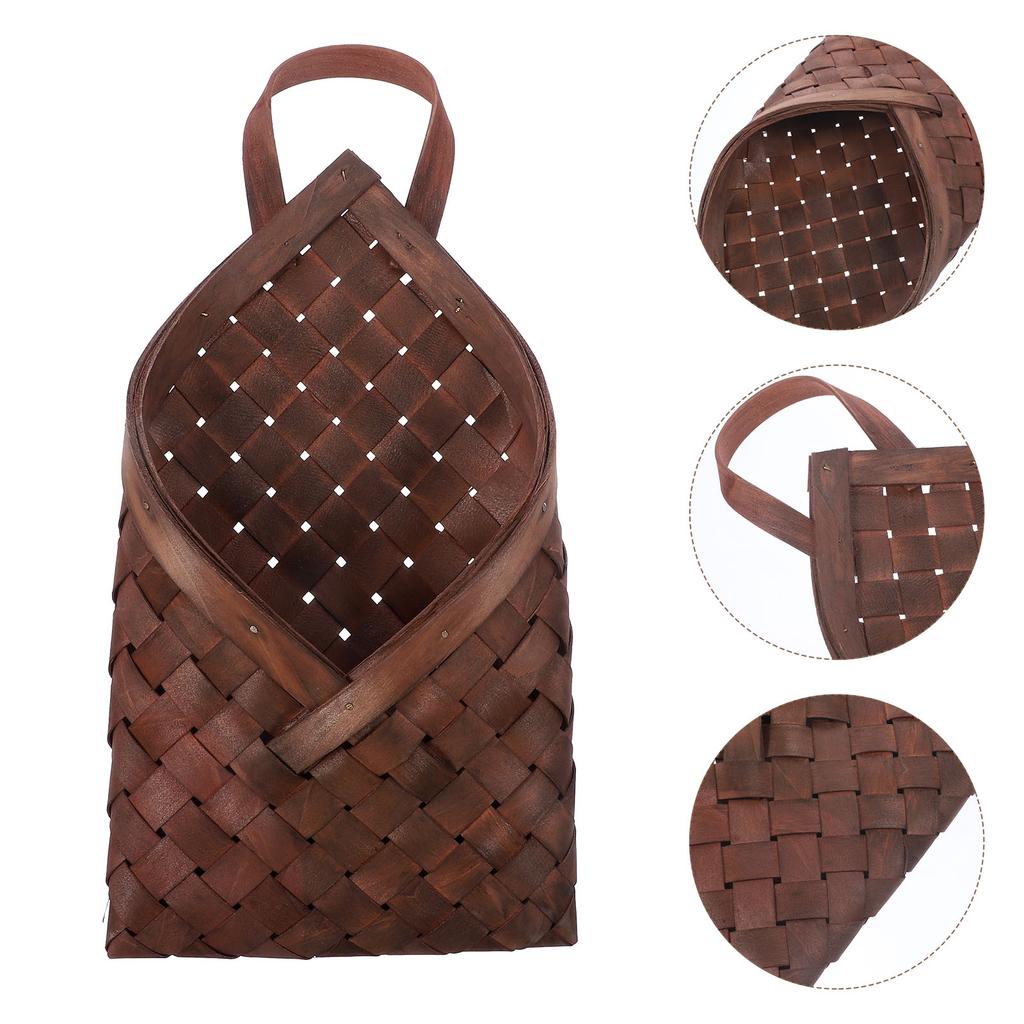 Hanging Floral Basket Wooden Wall Flower Container Pots Artificial Plants Indoor