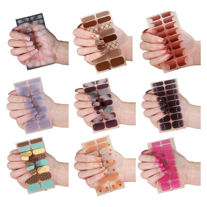 Strong Adhesive Nail Strips Polish Film Decals Stick On Art Decals Without LED Lamps Curing Stylish and Long Lasting