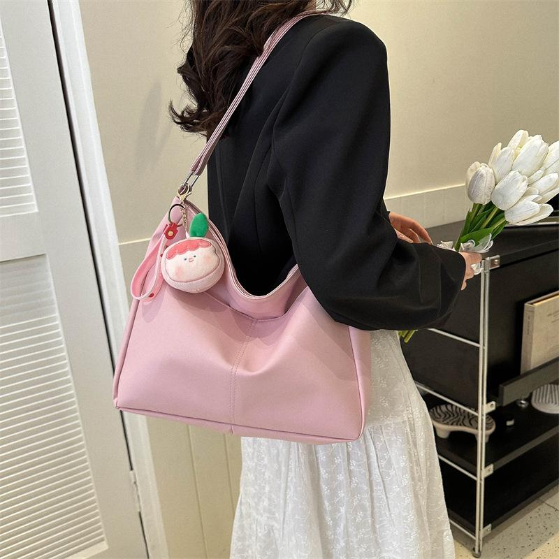Atmospheric commuting solid color simple texture shoulder messenger bag 2025 spring and summer new foreign style tote bag fashionable women