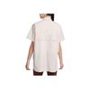 Nike Sportswear Collection Solid Color Woven Short Sleeve Shirt Women Tops Light-Redwood-Brown FB8293-104