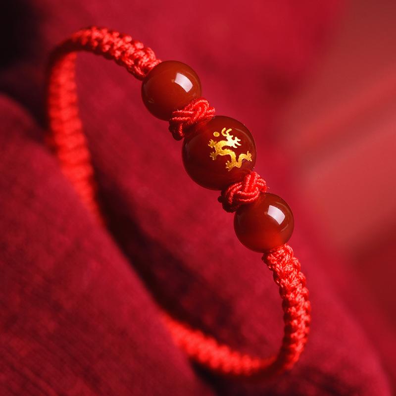 Chinese Zodiac Red Agate Bracelet for Men & Women - Year of Birth Lucky Bead, Putuo Mountain Inspired Style