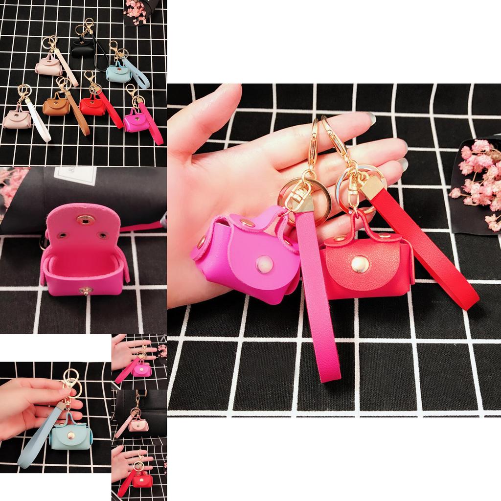 Exquisite Mini Pu Leather Handbag Keychain Fashionable Bag Pendant For Couples