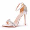 Fashion Shallow Sandals For Women Rhinestone Buckle Strap PU 9.5CM Thin Heels Party Dress Fashion Women Pumps Zapatos De Mujer