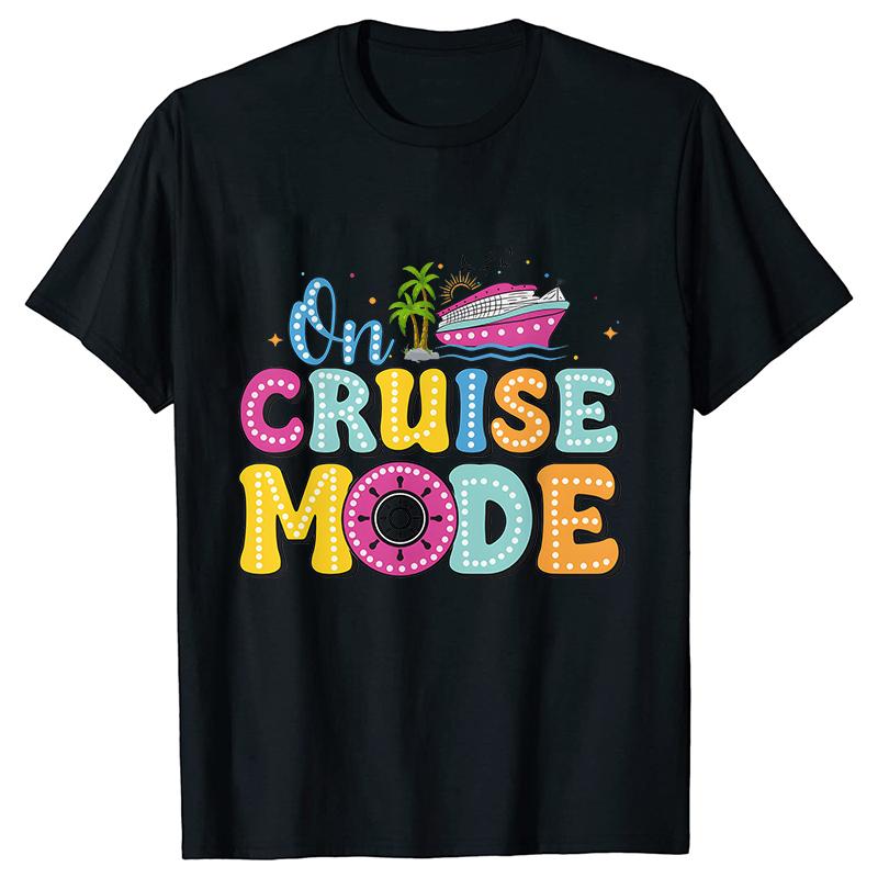 On Cruise Mode Tshirt Family Matching Party Shirt 2025 Cruise Squad Crew T-shirts Personalized Girls Trip Tees Adult Child Tops