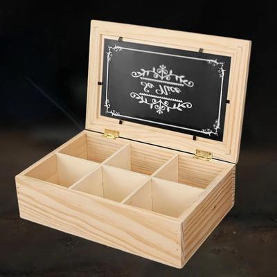 High Quality 6 Grids Wooden Tea Box Dust-proof Space Saving Desktop Organizer Multifunctional Handmade Tea Bag Holder Kitchen