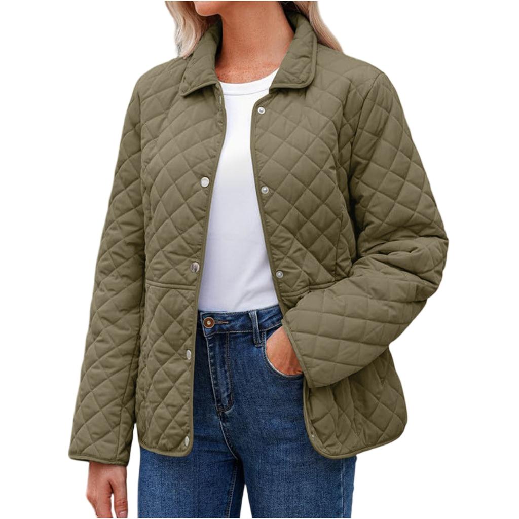 Damen Modische Einfarbige Langärmlige Geknöpfte Tasche Lässige Leichte Baumwolljacke