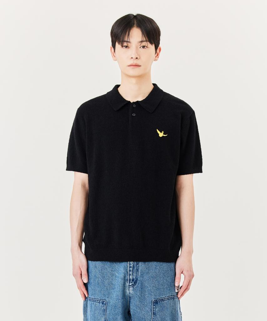 MARK GONZALES Angel Summer Polo Knit Top - Black