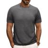 Summer Slim Fit Ribbed Elastic T-shirt Men Casual Knitted Round Neck Short Sleeves Pullover Solid Color Daily Tops Clothes