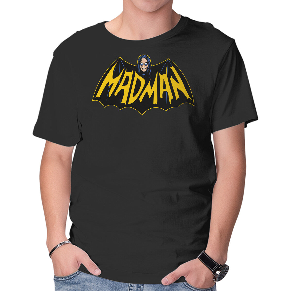 Unisex Crew Neck T-Shirt Mad Man Graphic Short Sleeve Casual Tee XS