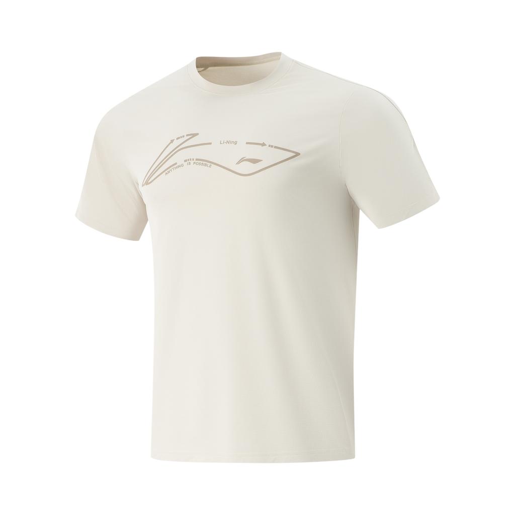 Li Ning Comfortable Simple Round Neck Pullover Casual Sports Short Sleeve T-Shirt Men Tops Silver-Gray ATSV267-4