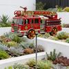 Firetruck Garden Wind Spinner Metal Wind Spinner with Ground Spike Outdoor Firetruck Decoration for Home Yard Art Patio Lawn
