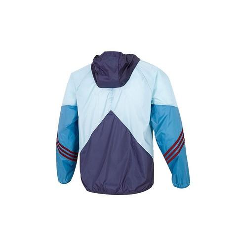 adidas Logo Color-Blocked Striped Sports Training Casual Jacket for Men, Blue
