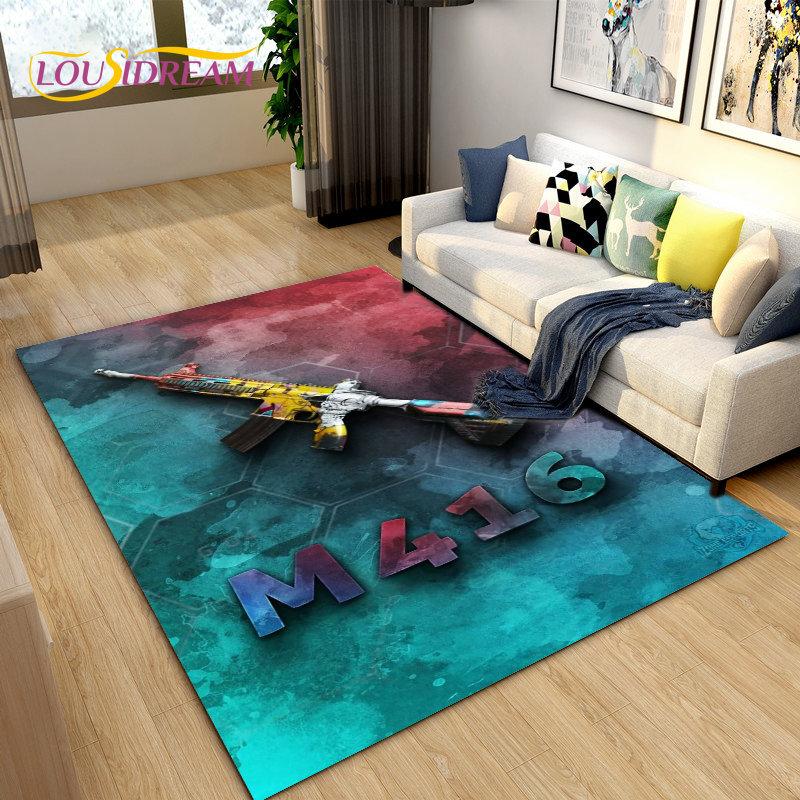3D Rifle Pistol Revolver Gun Cartoon Area Rug,Carpet Rug for Living Room Bedroom,Kitchen Doormat Bathroom Anti-slip Floor Mat
