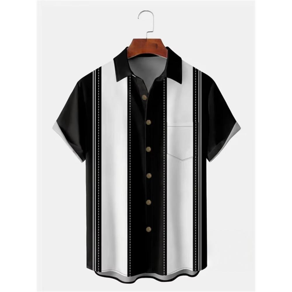 Men's Classic Striped Casual Shirt, Summer Loose Hawaiian Beach Top