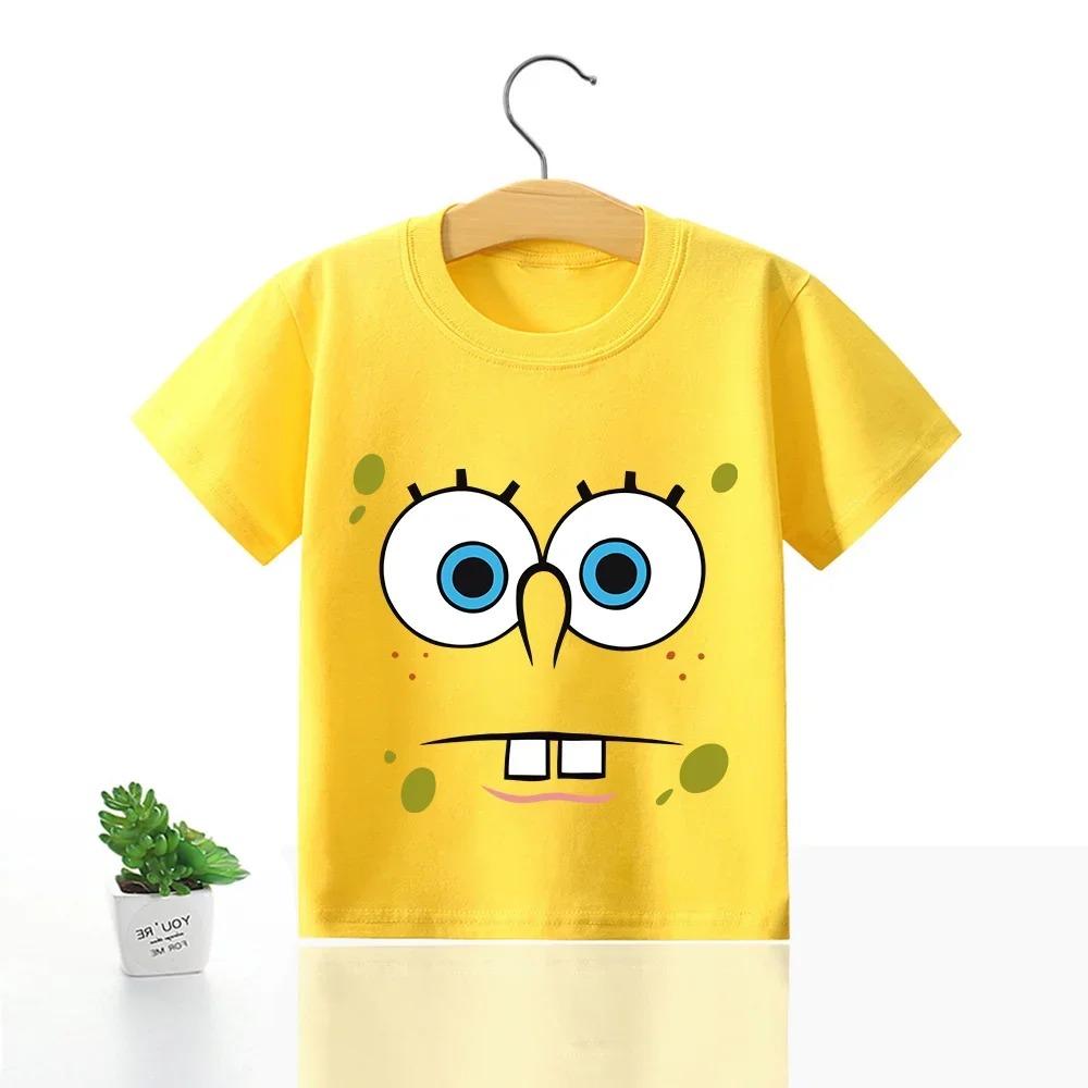 

SpongeBobs SquarePants Children Clothing Anime in Summer Short Sleeve Cute Patrick Star Clothes T-shirt Cartoon Kids Tops 110