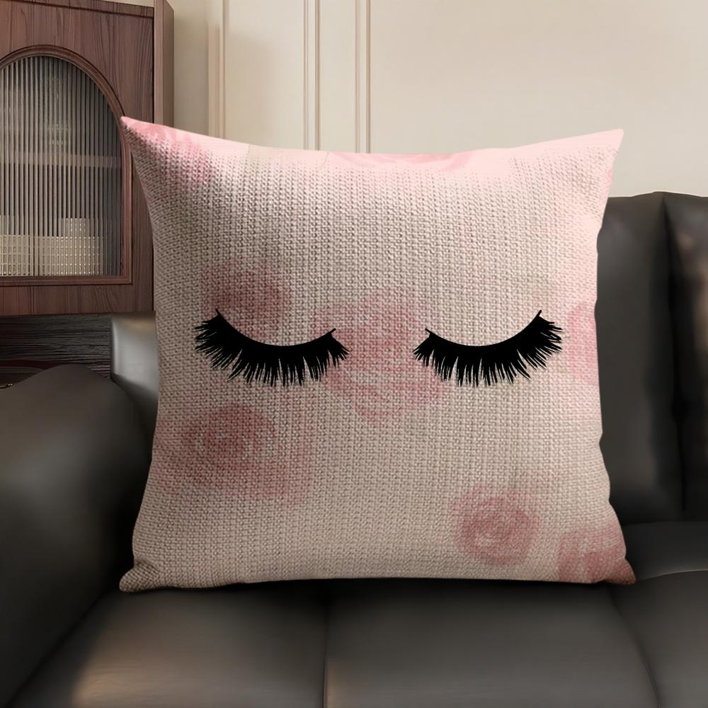 Abstract Painting Beauty Makeup Eyes Pillow Case Double-Sided Printing Short Plush Sofa Cushion Cover Bedroom Bedside Pillow