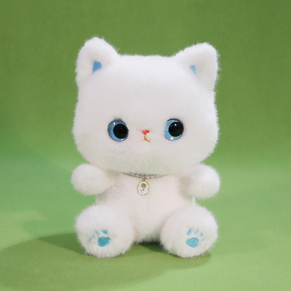 Stuffed Animals Siamese Cat Doll Furry Cat Table Doll Black Cat Plush Toy  Christmas Gift