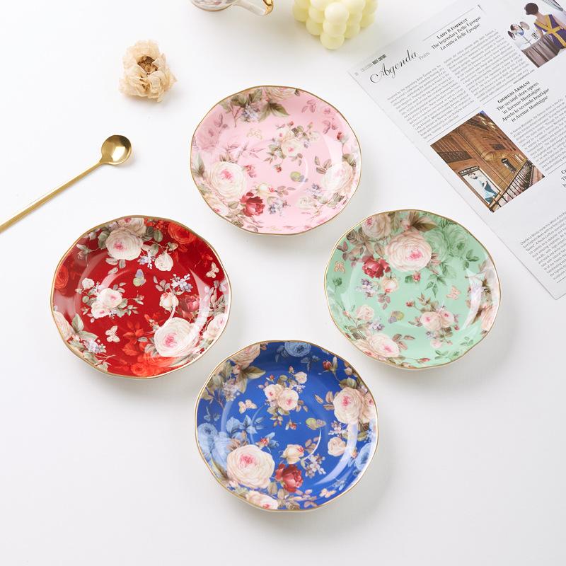 Englische Kamelie Blume Keramik Kaffeetasse Haushalt Nachmittagstee Tasse Platte