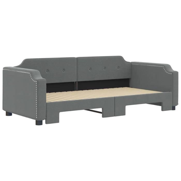 VidaXL Daybed with Pull-out Bed Dark Grey 90x190 Cm Fabric 3197645