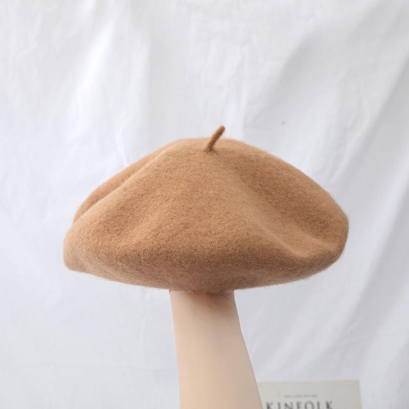 Wool beret fashionable versatile British retro high-end hat women's autumn and winter big head circumference painter hat