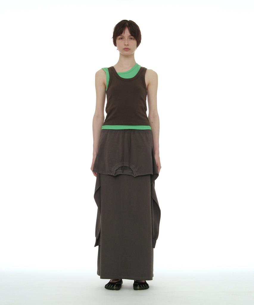 Partimento Woman Deconstructed Tee Maxi Skirt_Charcoal