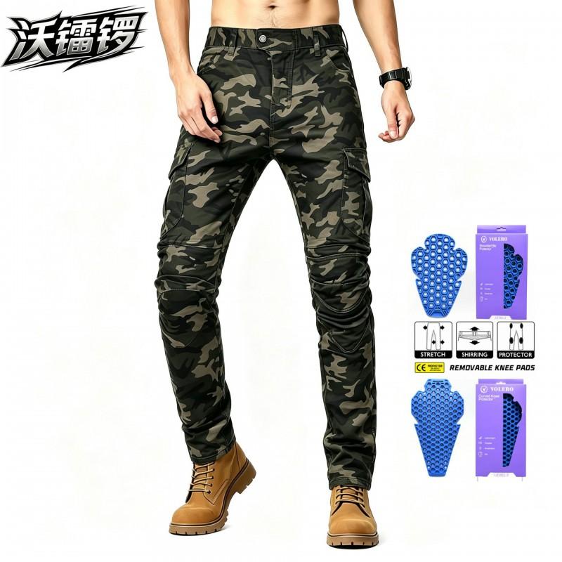 VOLERO Motorcycle Jeans Split Shorts Long Pants Camo Riding 3rd Gen Honeycomb CE2 Armored Stretch Protective Gear