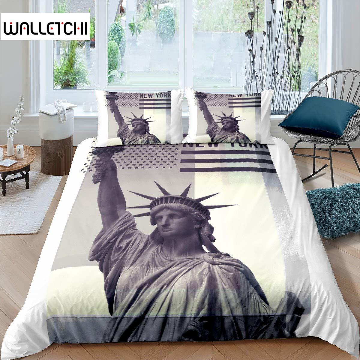 

Пододеяльник Статуя Свободы, комплект постельного белья для мальчиков и девочек, всемирно известное здание, микрофибра, одеяло с изображением достопримечательности Нью-Йорка EU single(135x200cm)