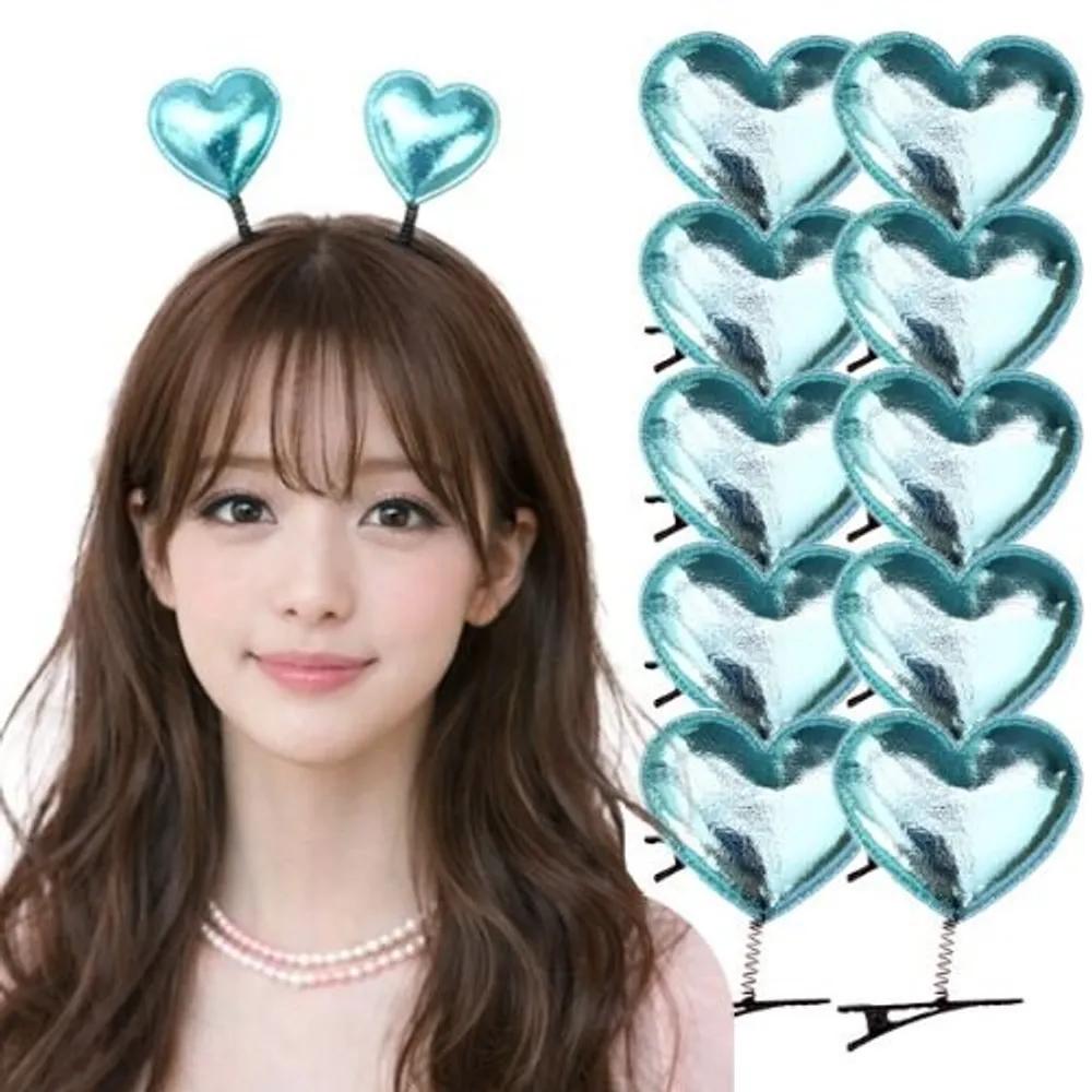 10 Mint Heart Springpins Waving Cheer Hairpins Concert Amusement Park Sports Day Group Event