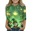 Print Tops For Youth Girls 5-16 Years Round Neck 3/4 Sleeves T-Shirts Trendy Tops Outfit Tees