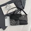 Fashion Zipper Solid Faux Suede Sewing Thread Shoulder Bags 2026 High Quality Leopard Print Large Capacity Handbags for Women