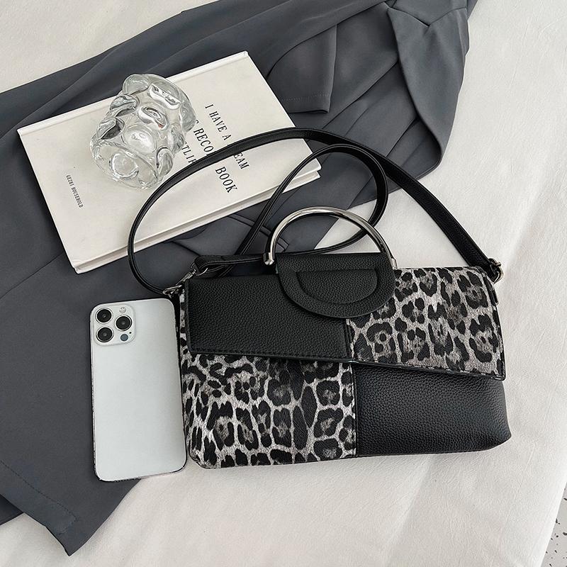 Fashion Zipper Solid Faux Suede Sewing Thread Shoulder Bags 2026 High Quality Leopard Print Large Capacity Handbags for Women