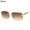 Rimless Square Sunglasses Women Men Luxury Brand Designer Popular Travel Driving Metal Leopard Head Sun Glasses Shade Eyewear