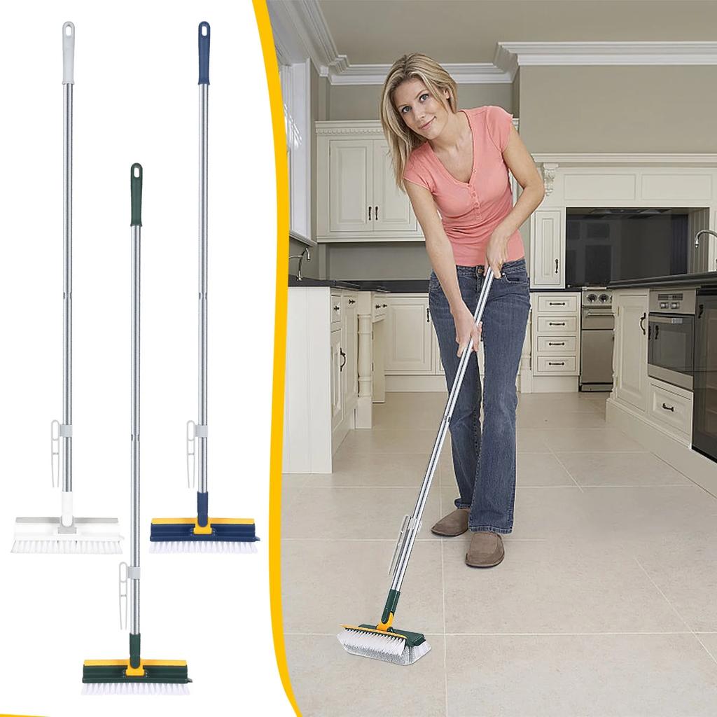 UNTIOR Cleaning Brush Long Handle 180°Rotating with Squeegee Mop for Household Wall Corner Patio Bathroom Tub Tile Floor Cleaner