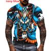 Personality Men Colorful 3D Dragon Printed Casual T Shirts Personality Street T-shirts Funny Animal Tee