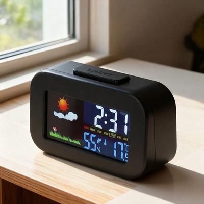 Large Screen Climate Monitoring Alarm Clock Temperature Humidity Monitor  Bedroom Use