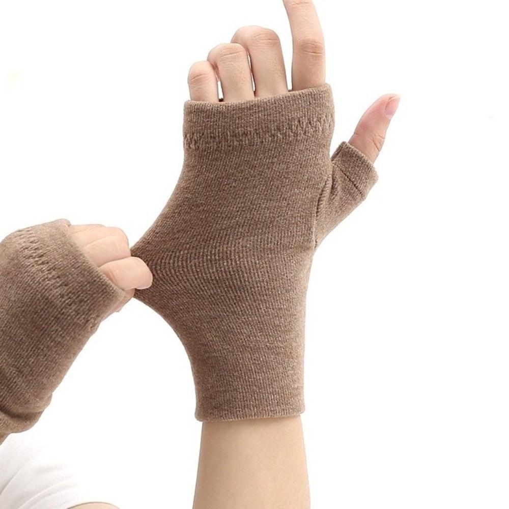 Solid Color Office Bare Finger Gloves Touchable Screen Driving Mittens New Skiing Gloves  Women
