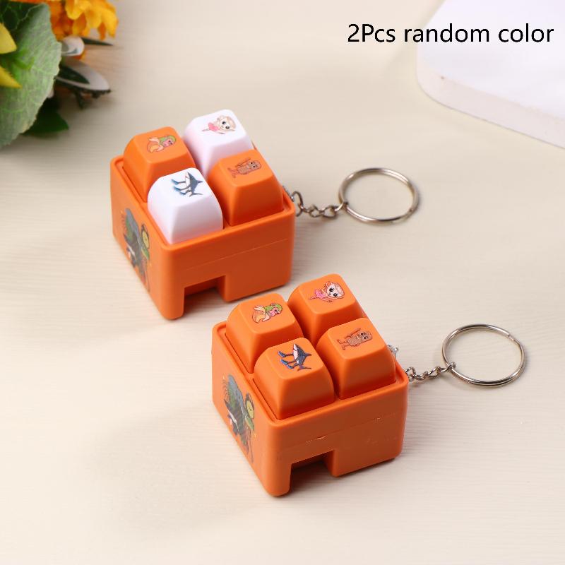 1/2Pcs 4 Button Brainrot Keychain Tung Tung Tung Sahur Sound And Light Toys Anime Stress Relief Keyring Toy Holiday Gifts